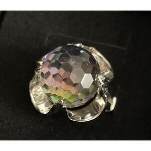 Sterling Silver Ring Watermelon Rhinestone Statement Pinky 925 Size 4.75